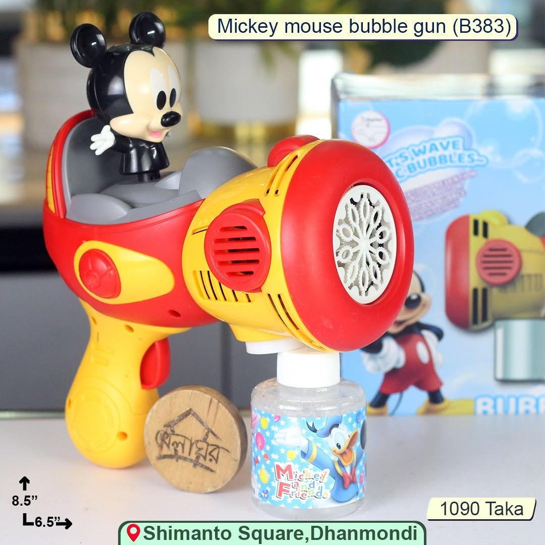 Wintide Disney Mickey Mouse Bubble Gun – Automatic with Light Effects (Battery-Operated)