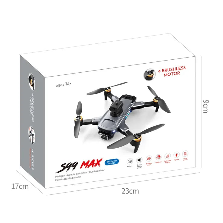 S99 Max Mini Drone - Brushless Motor, 4-Side Obstacle Avoidance, 4K Dual Camera, Optical Flow