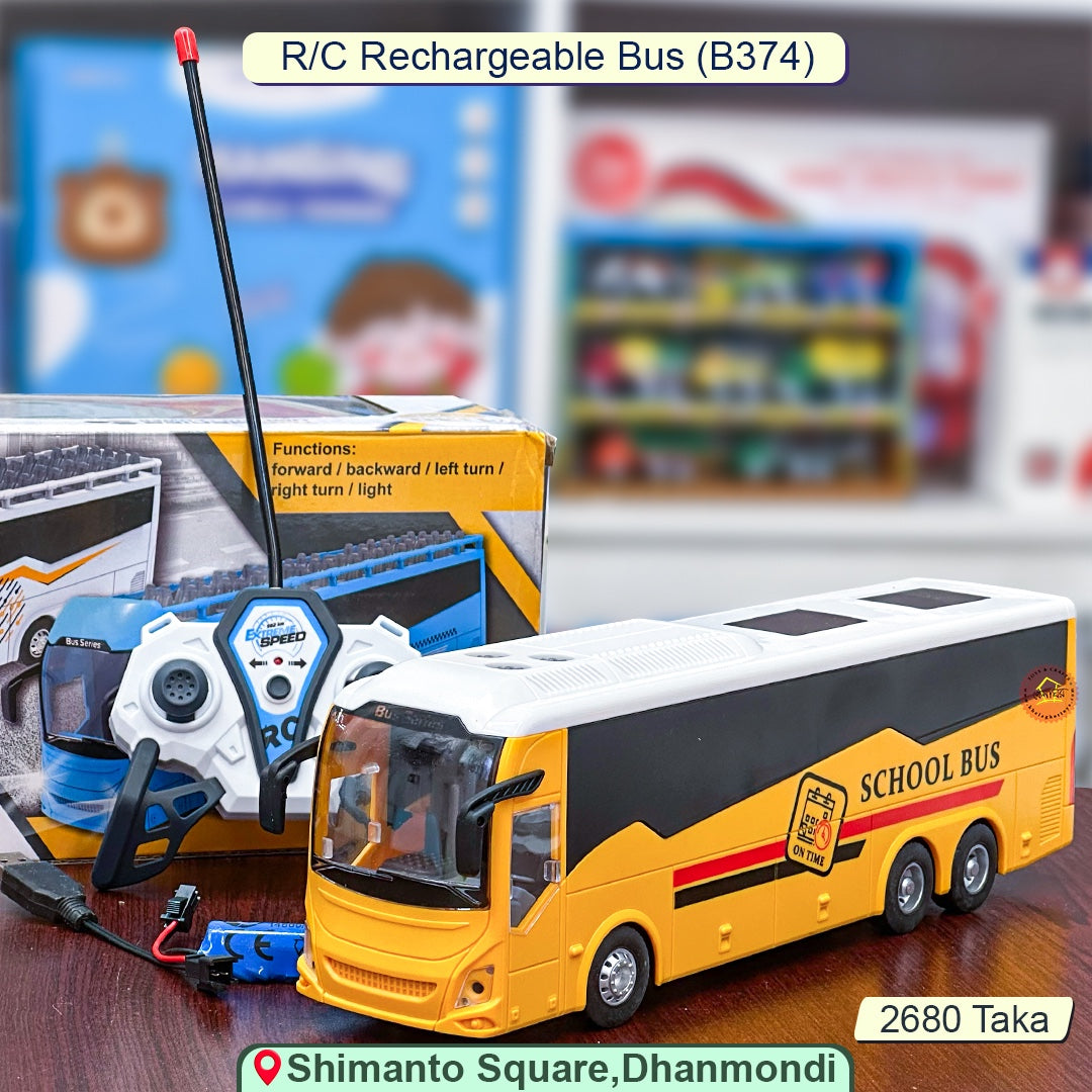 Remote Control School Bus Toy – 1:30 Scale RC Bus with LED Headlights & Rechargeable Battery | Ages 3+