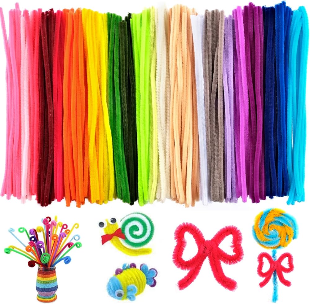 KEKEMI Multicolored Craft Pipe Cleaners - 50 Pack Chenille Stems for Kids DIY Art Projects