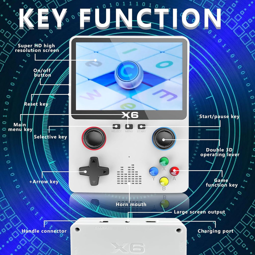 X6 Handheld Retro Game Console – 3.5" Screen, 32GB, 11 Emulators, 2000mAh Battery