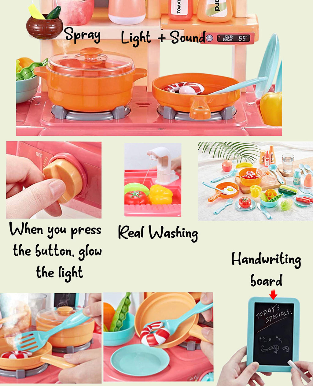 36 Piece Kitchen Set for Kids | Battery Operated with Lights & Sounds