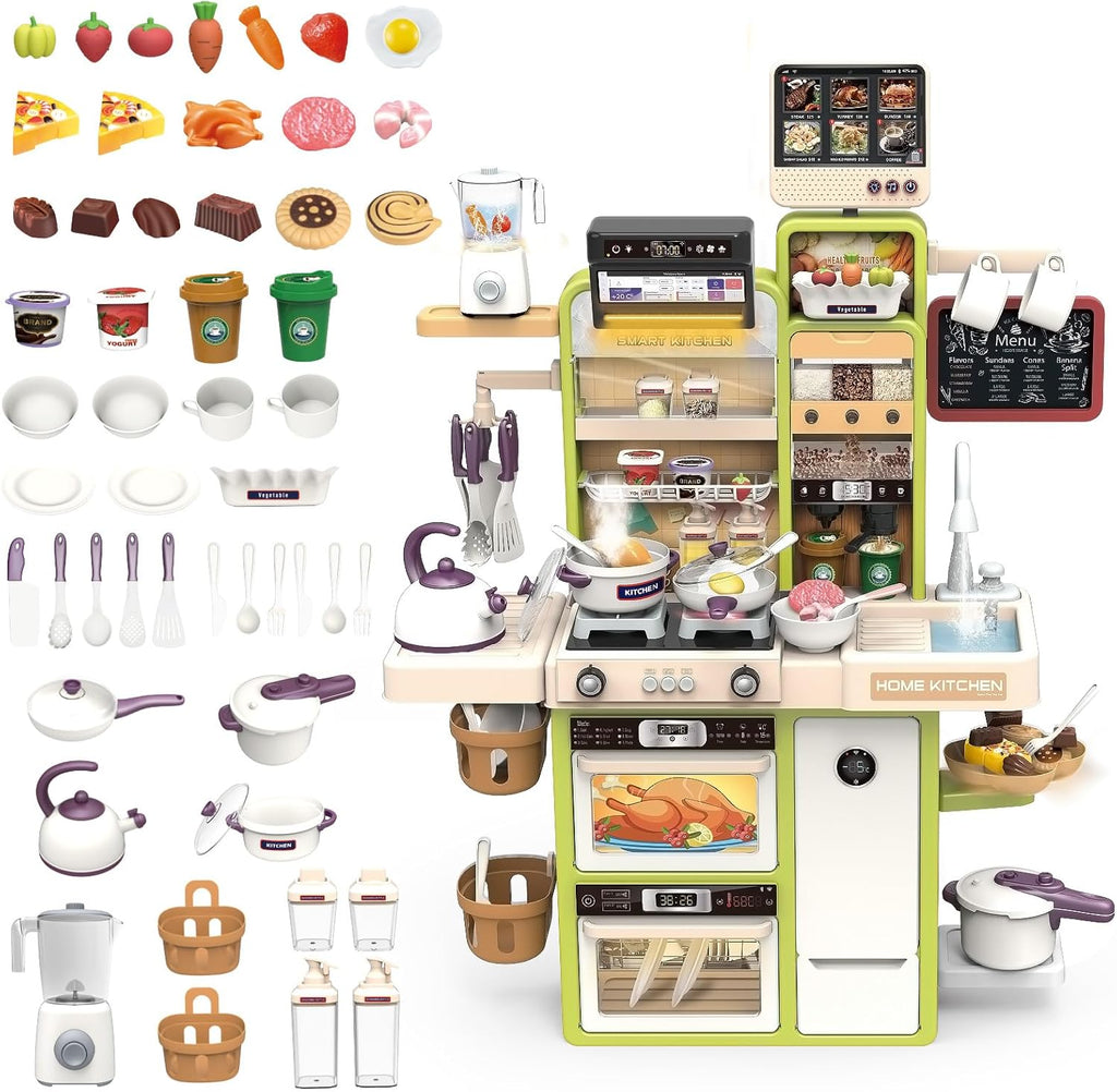 Inbealy Dream Kitchen DIY Playset | Water System, Steam Effects, Lights & Sound | Ages 3+