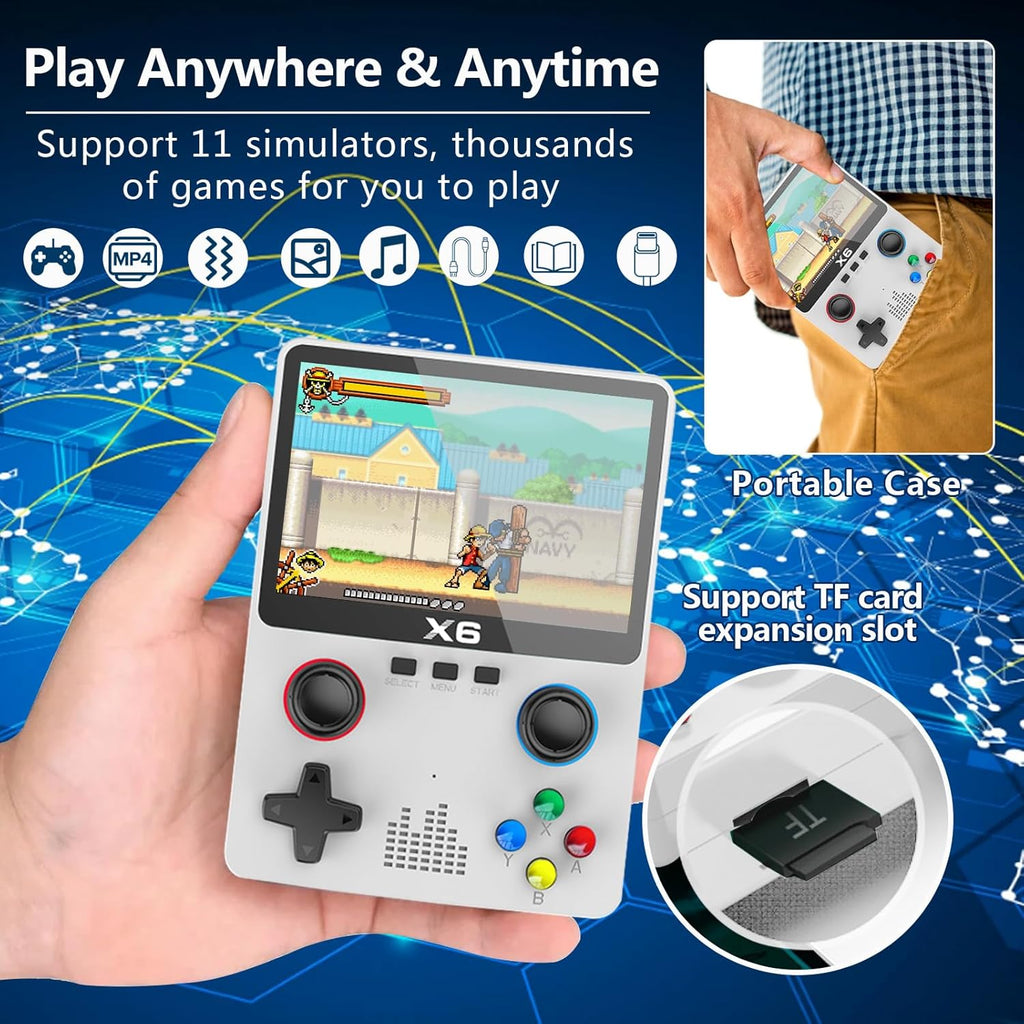 X6 Handheld Retro Game Console – 3.5" Screen, 32GB, 11 Emulators, 2000mAh Battery