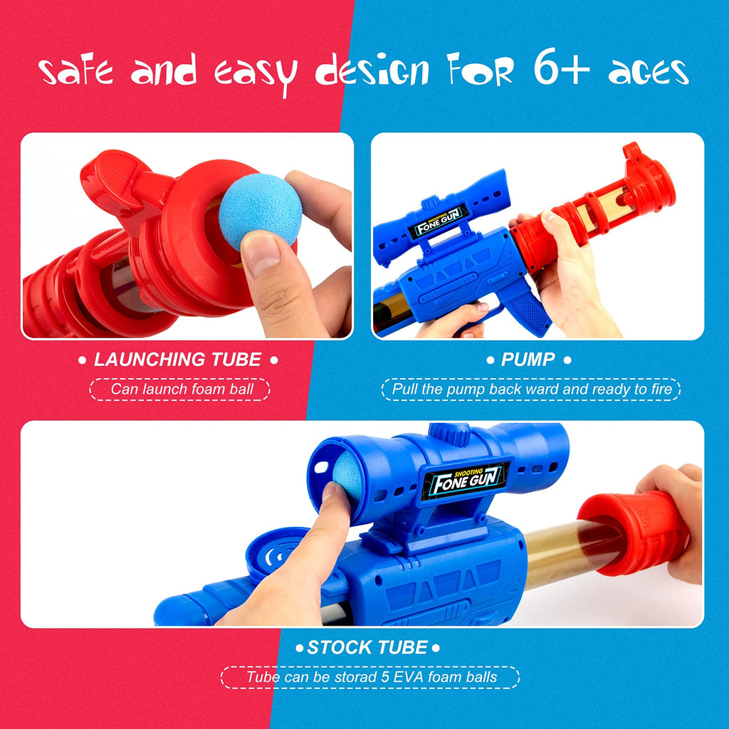 Soft Air Gun Foam Ball Blaster (T105) – Pump-Action Toy with Scope & 12 EVA Balls