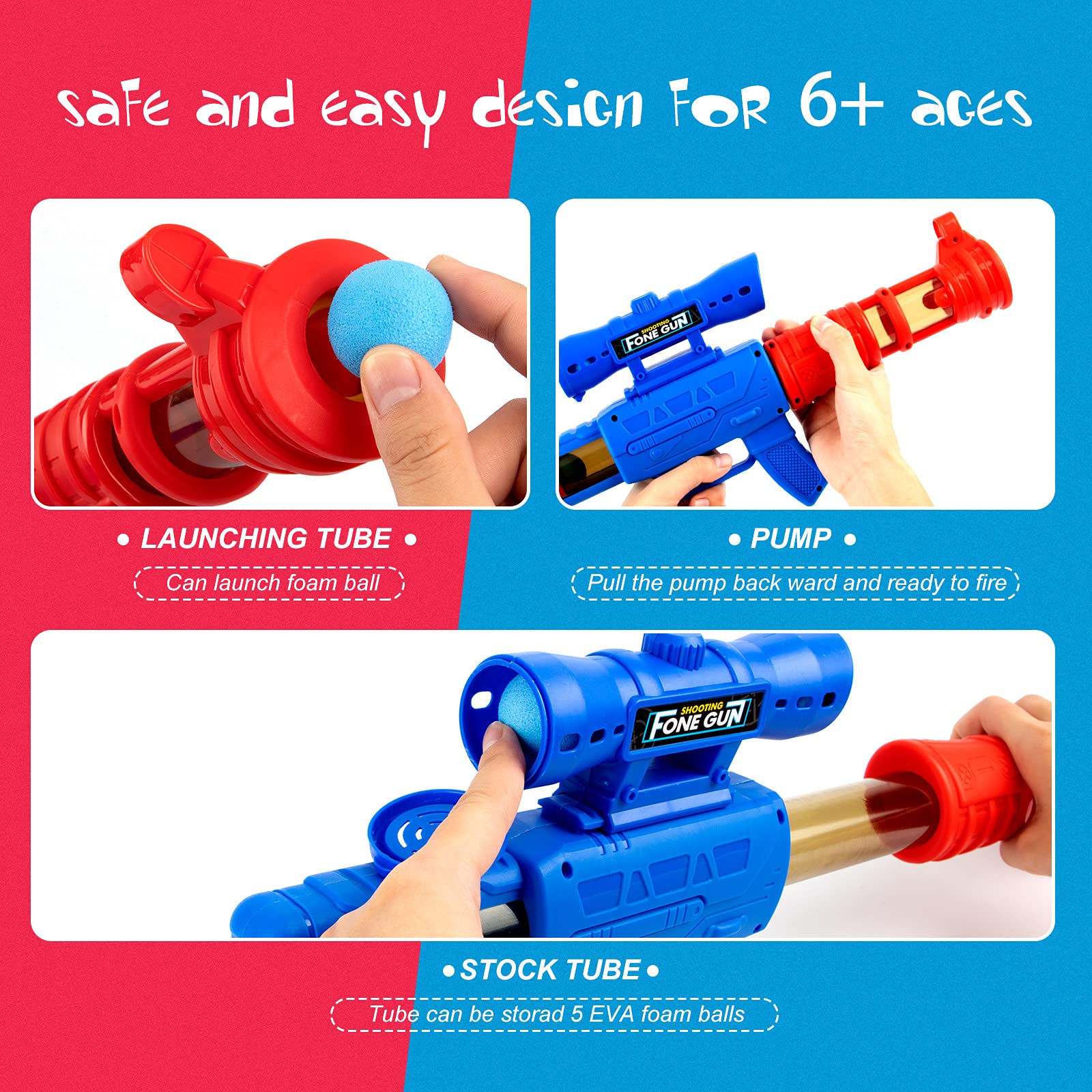 Soft Air Gun Foam Ball Blaster (T105) – Pump-Action Toy with Scope & 12 EVA Balls