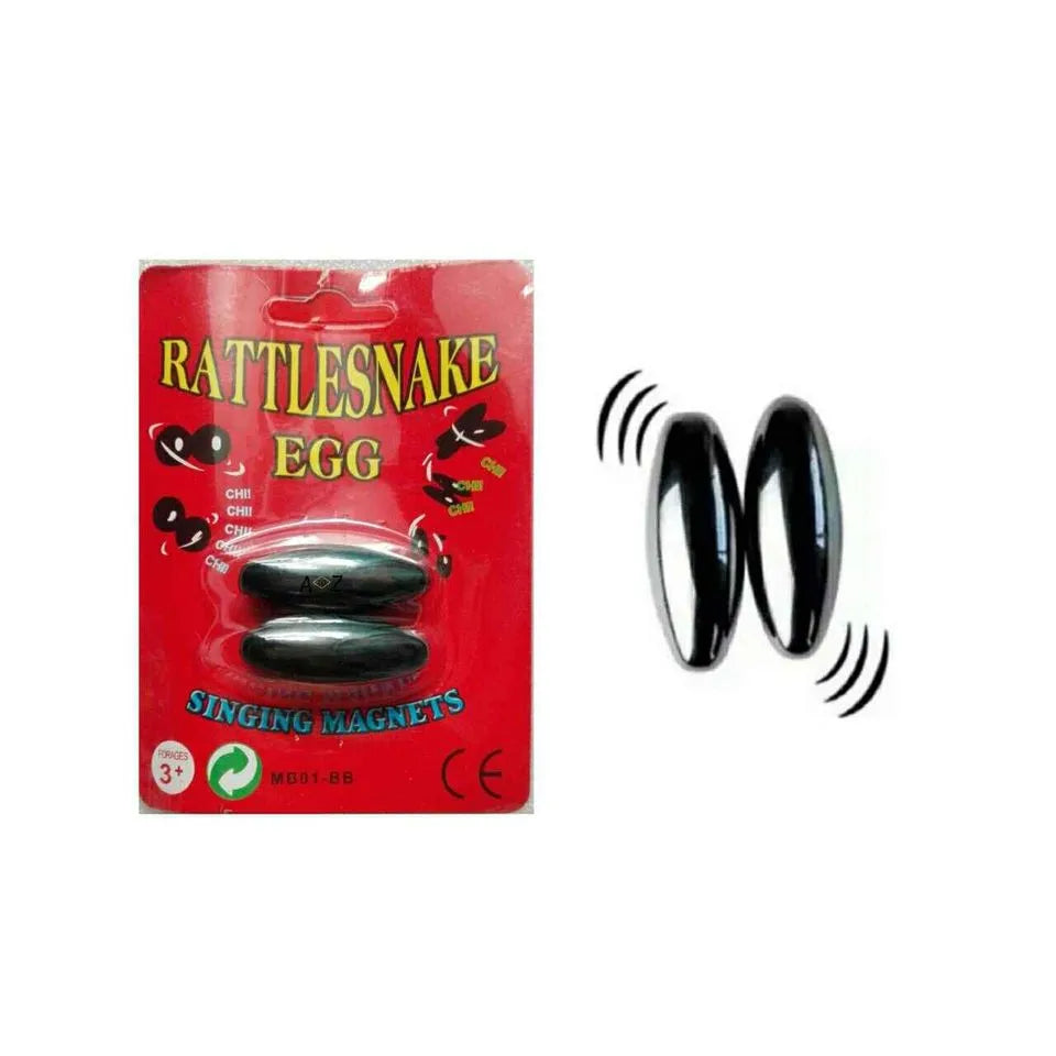 Singing Buzz Magnets – Rattlesnake Eggs Novelty Hematite Magnets (Pack of 2)
