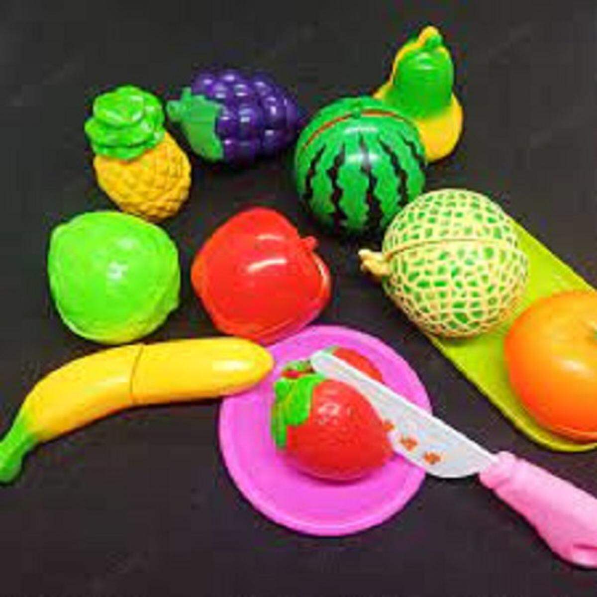 Fruit Cutting Pretend Play Set – 10 Velcro Fruits with Knife, Board & Plate (Ages 3+)