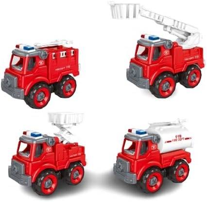 DIY Fire Department Assembly Toy Set - 4 Vehicles with Screwdriver T086