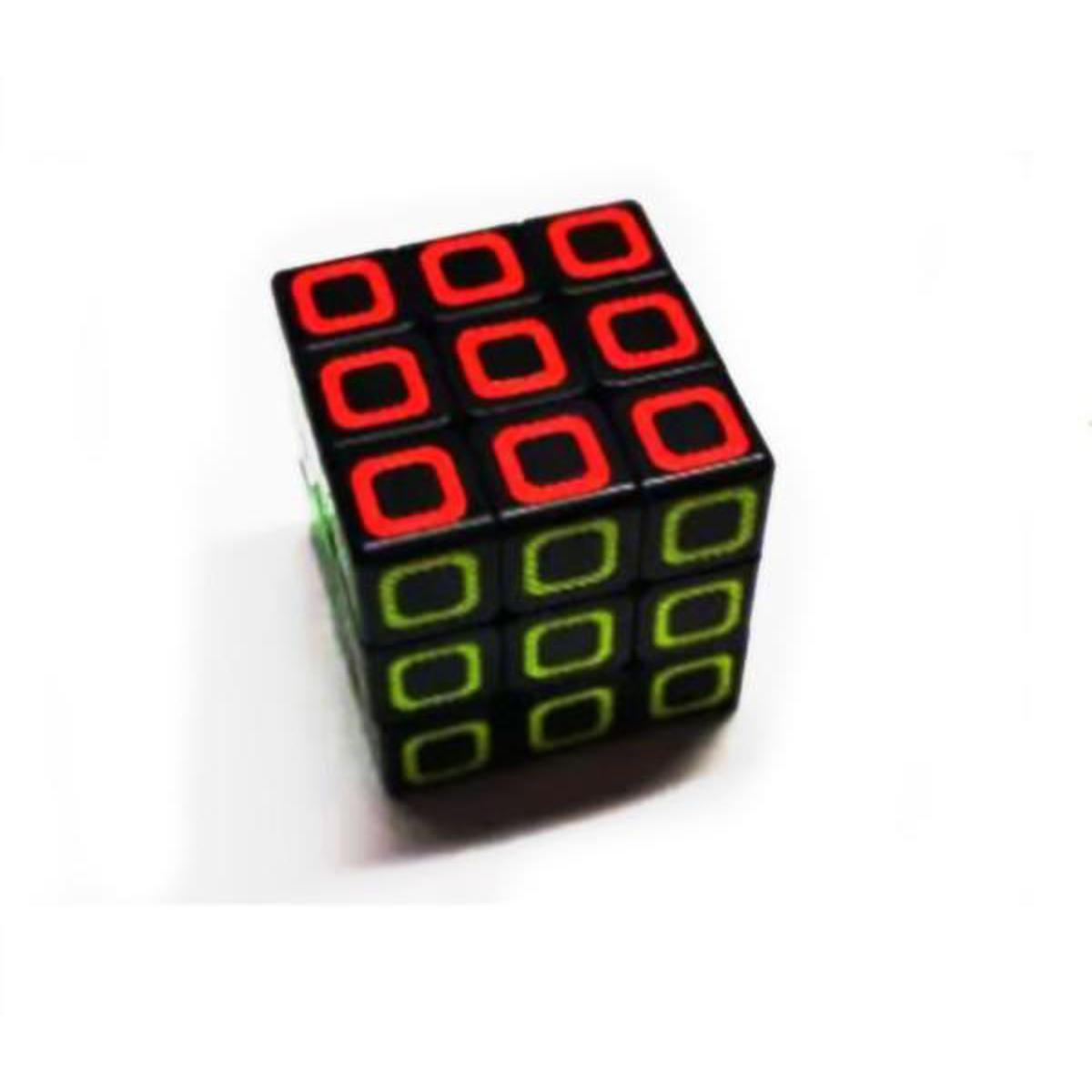 Cube Series Happy 3x3 Magic Cube | Permanent Color Ring Tiles | Stickerless Black Body