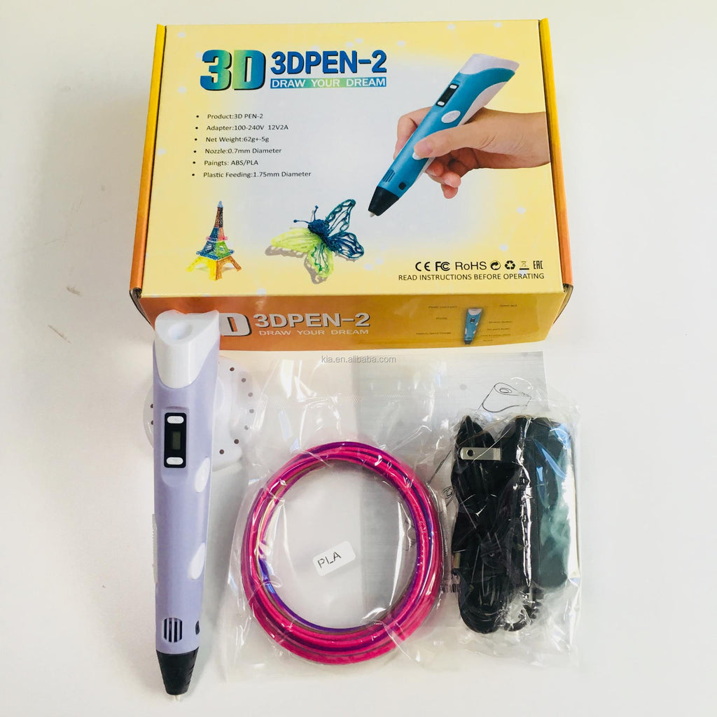 3D Pen-2 Professional 3D Printing Drawing Pen Kit - ABS/PLA Compatible with Temperature Control