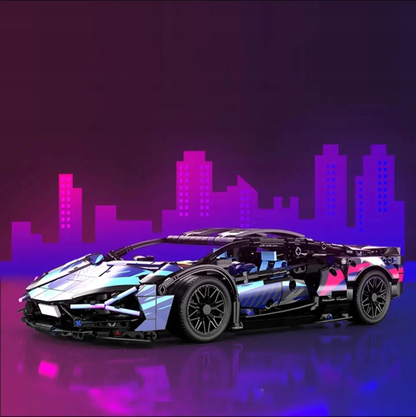 Merkloos Lamborghini Cyberpunk 1314+ Building Blocks | LED Light-Up Car Model