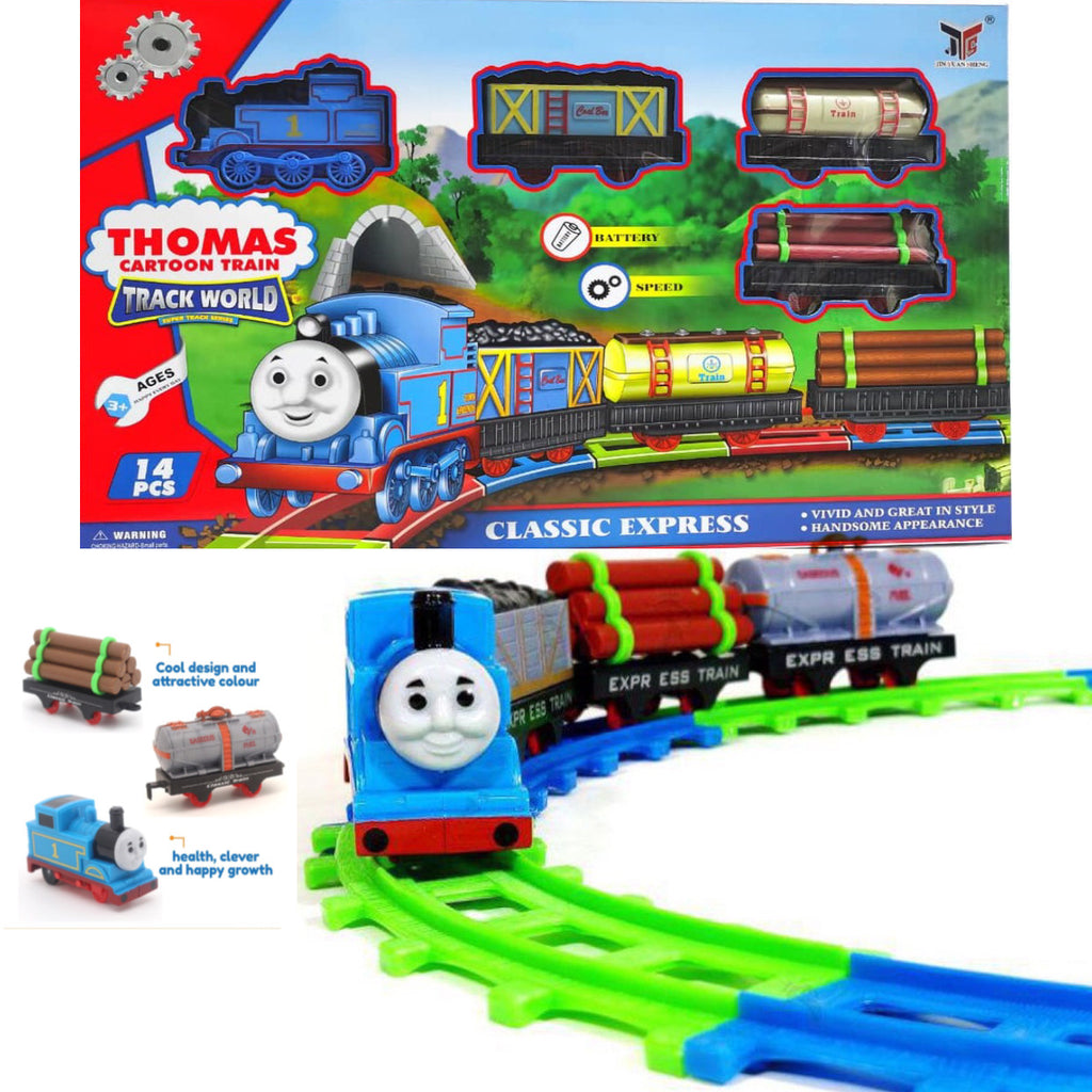 TONEY Thomas Cartoon Train Combination Track 11 Pcs,Toy Train Set for Kids for Playing Indoor Games (Multi Color) (11 Pcs)