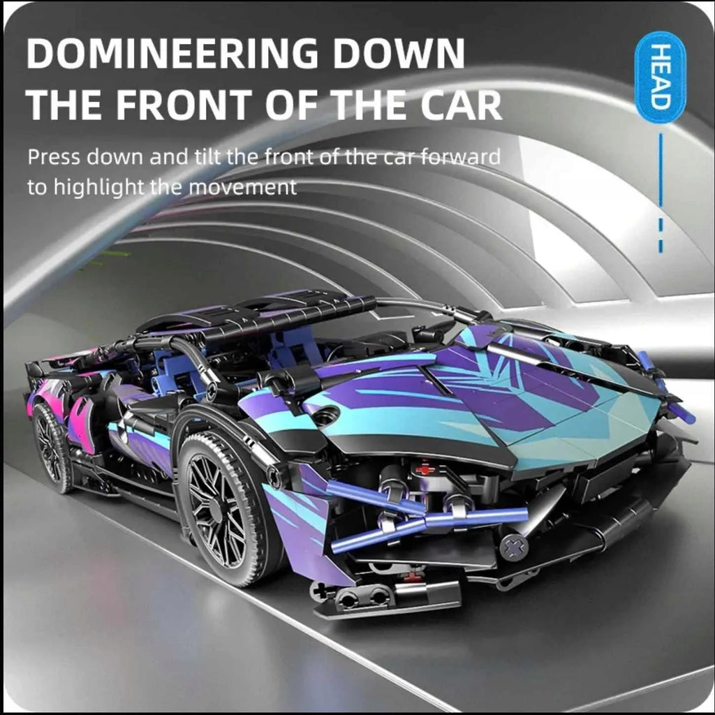Merkloos Lamborghini Cyberpunk 1314+ Building Blocks | LED Light-Up Car Model