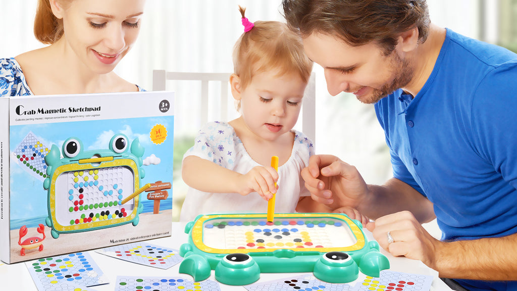 Crab Magnetic Sketchpad | Colored Bead Drawing Board with Magnetic Pen | Creative Kids Toy