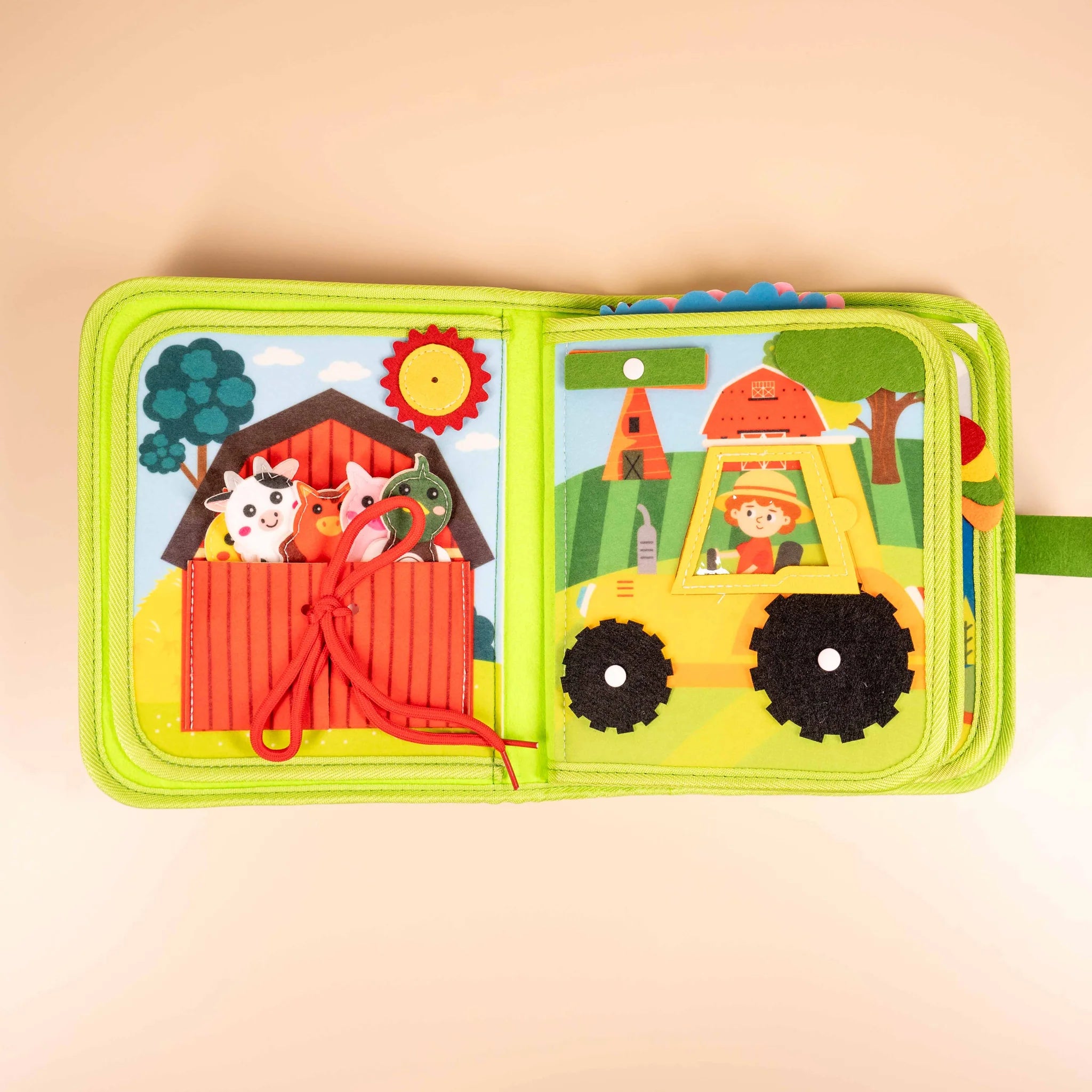 Farm Busy Book – 12-Page Montessori Felt Quiet Book with Fine Motor Activities (Model K420)