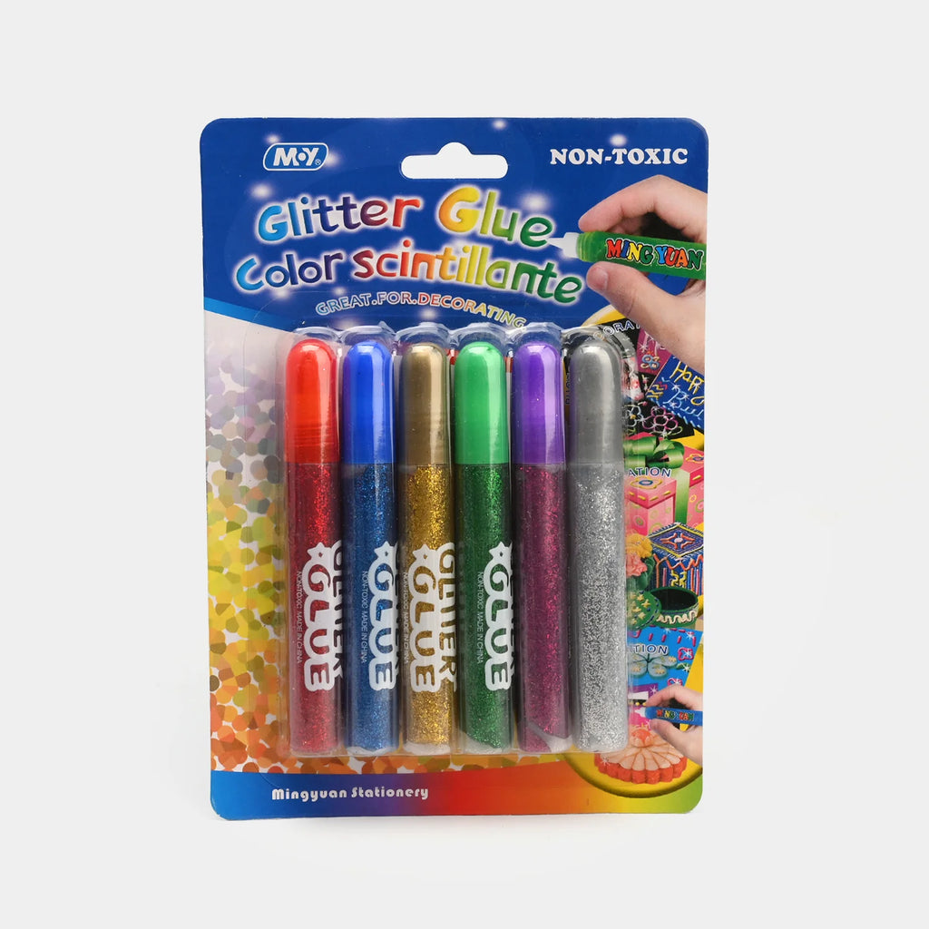 Mingyuan Glitter Glue Pens 6 Pack - Non-Toxic Assorted Colors