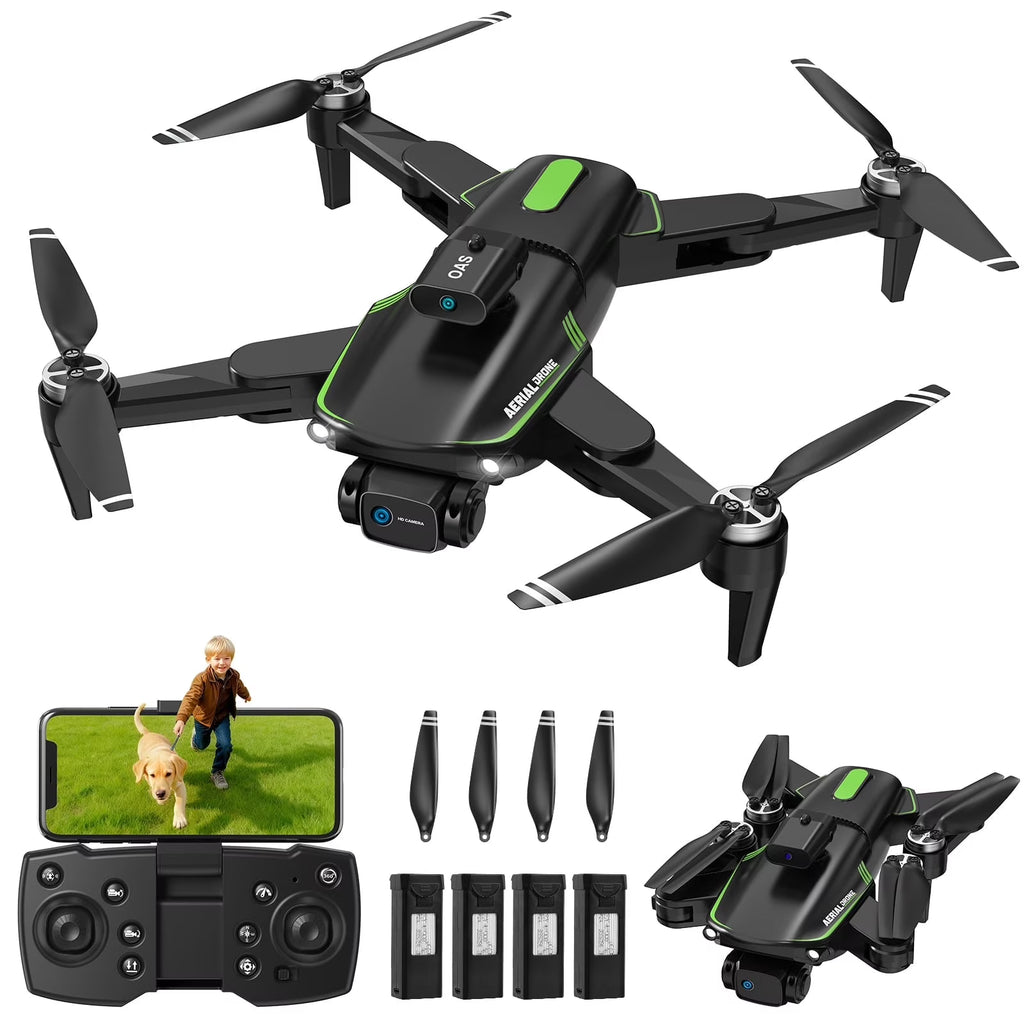 F166 Foldable Drone with 4K Dual Camera - Brushless Motor, 90° Adjustable Lens, 150m Range