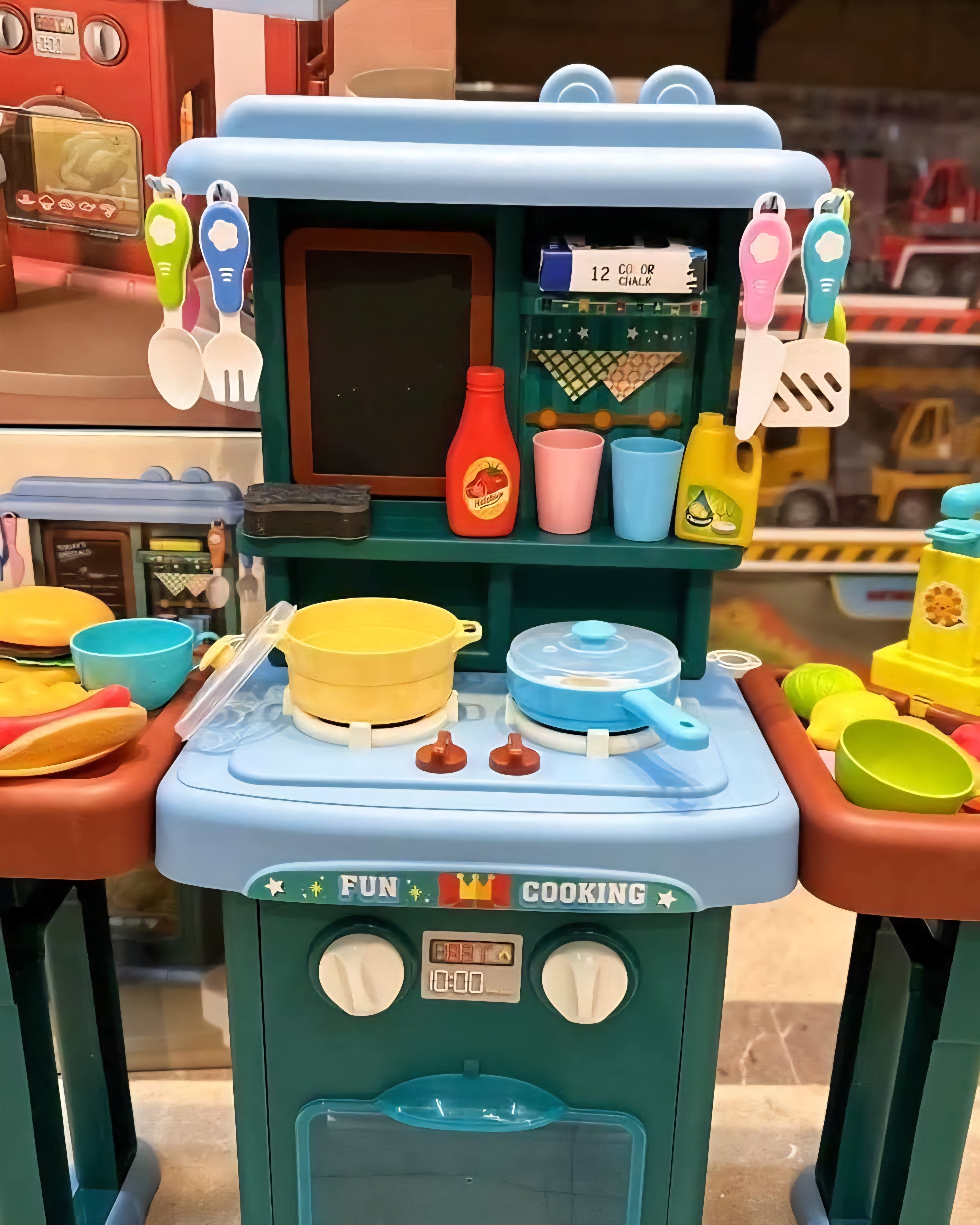 Khelaghor Toys Big Kitchen Set – 64-Piece with Water Faucet, Steam & Sounds (Model K395)