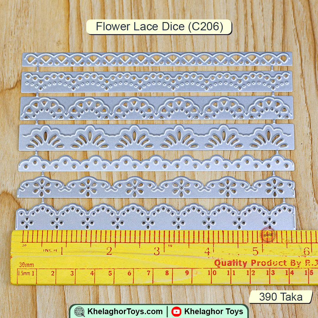 Flower Lace Cutting Dies 14cm - Decorative Border Dies for Cards