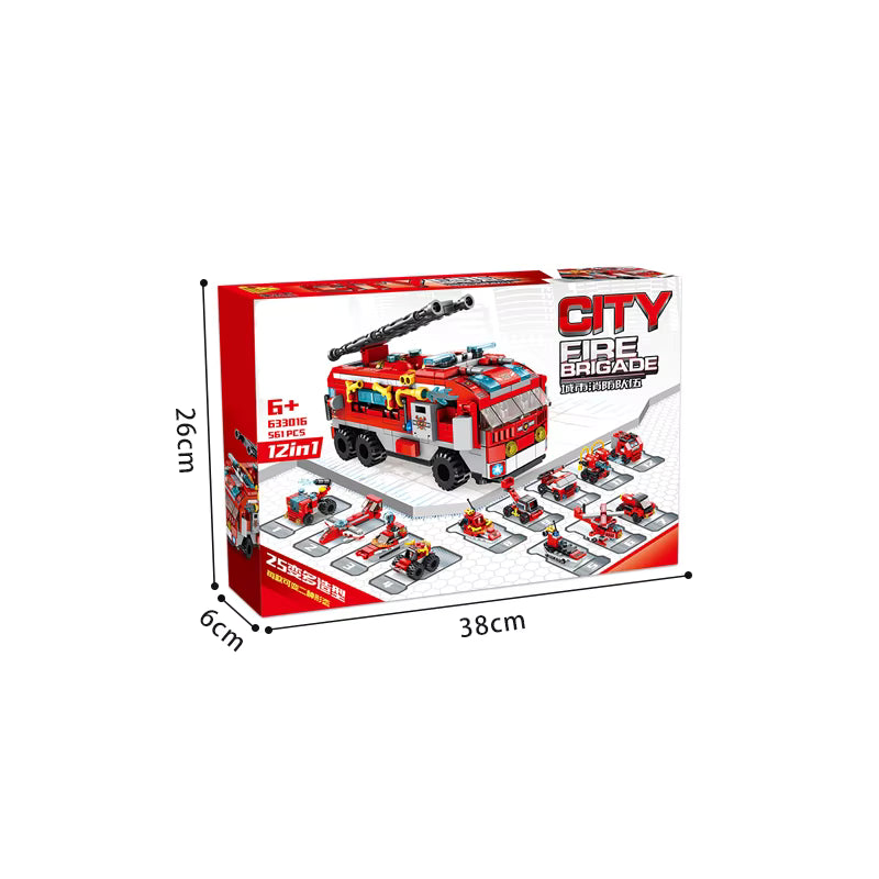 Fire Truck Building Blocks - 561 Pieces, 12-in-1 Models, 25 Play Styles ( 25 n 1 ) | Ages 6+