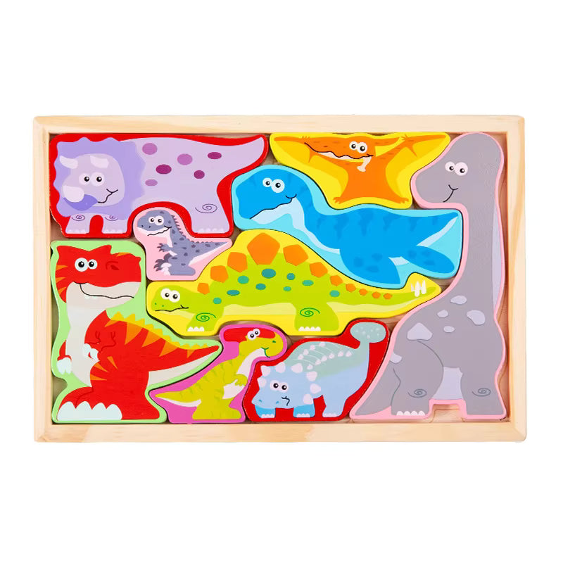 Wooden Dinosaur Frame Puzzle for Kids 3+ | Educational Chunky Puzzle P179