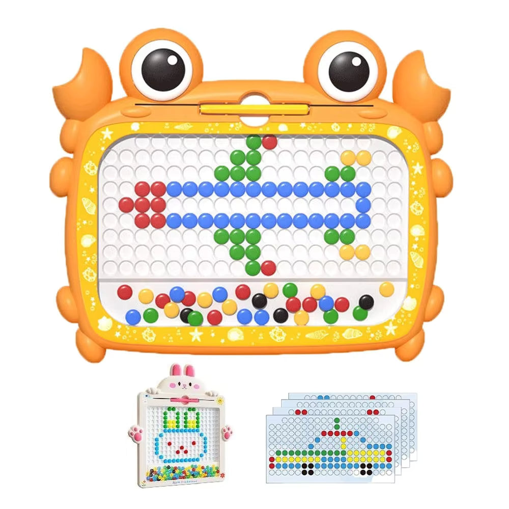 Crab Magnetic Sketchpad | Colored Bead Drawing Board with Magnetic Pen | Creative Kids Toy