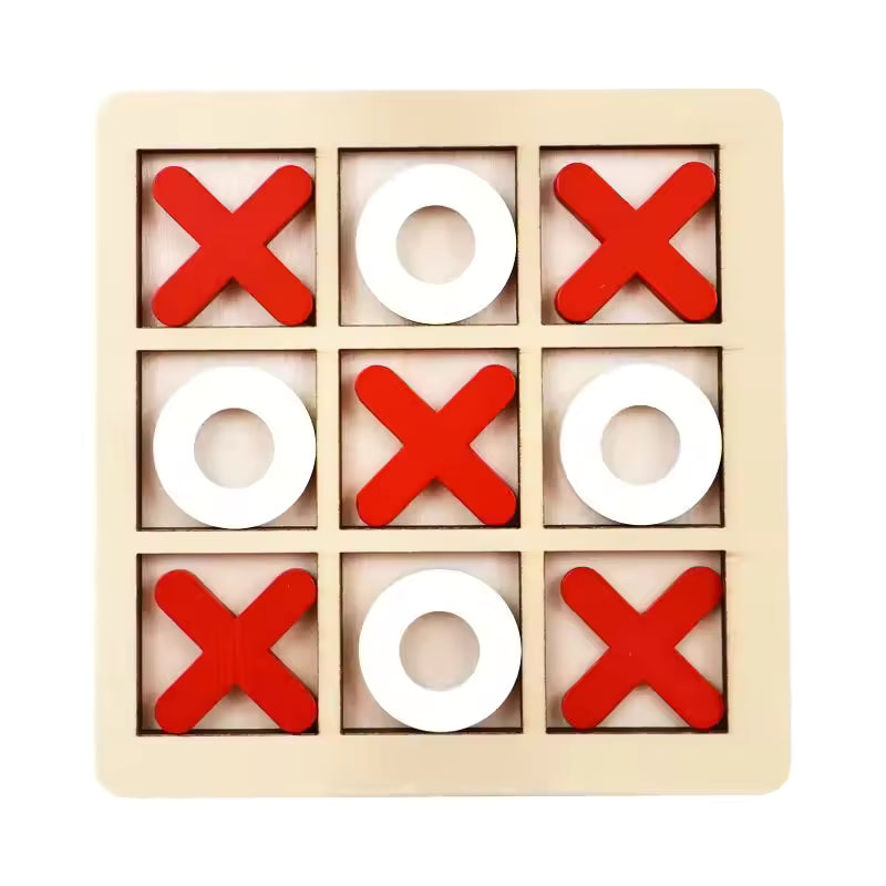 Wooden Tic-Tac-Toe Board Game – Colorful X & O Strategy Game for Kids