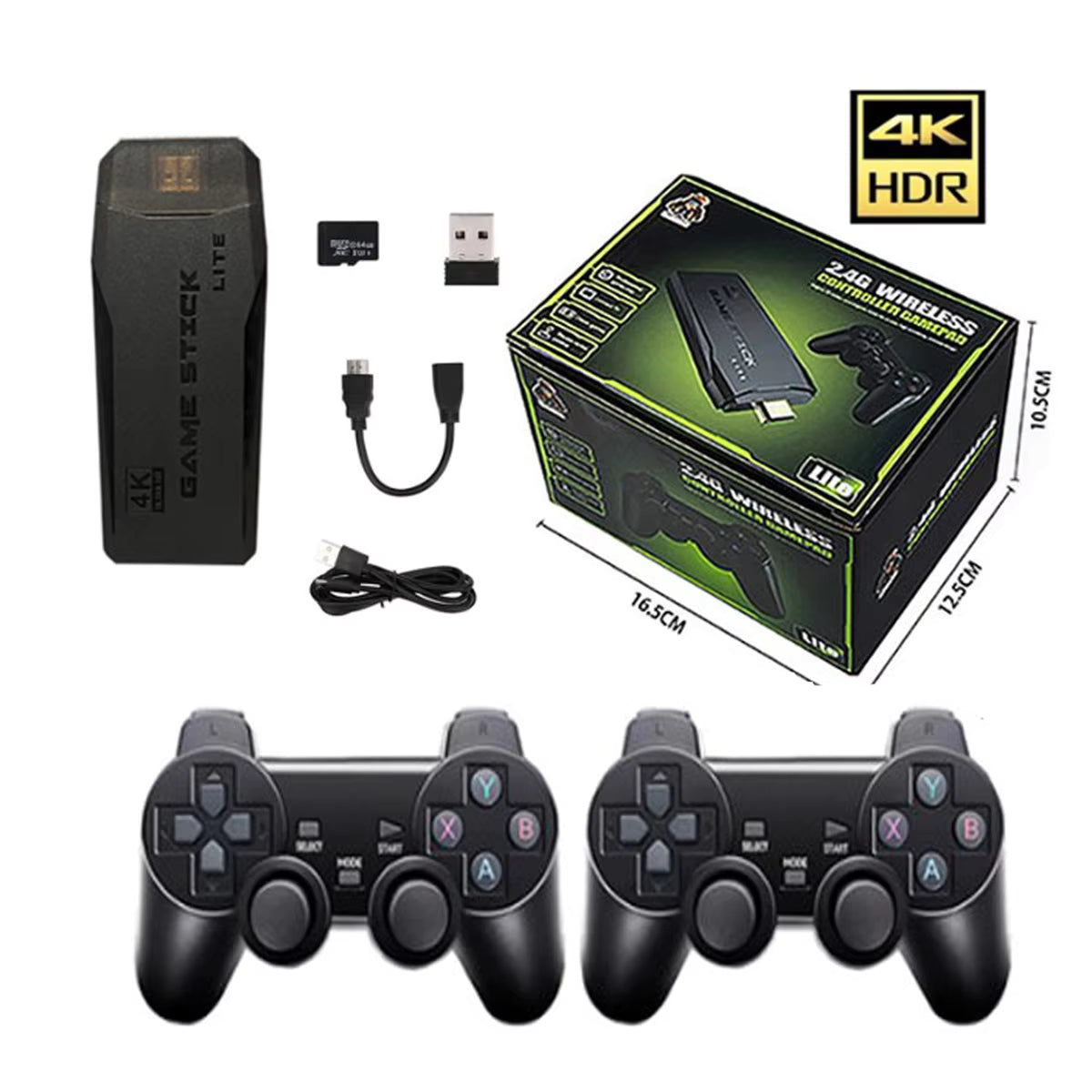 GameStick Lite 2.4G Wireless Retro Game Console – HDMI, 2 Controllers, 10000+ Games