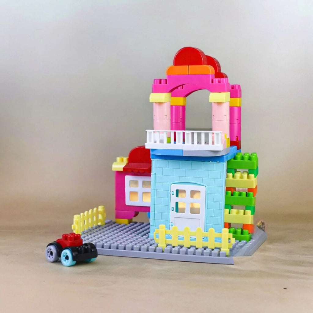 Building Block House & Car Set - Colorful Construction Toy for Kids 3+