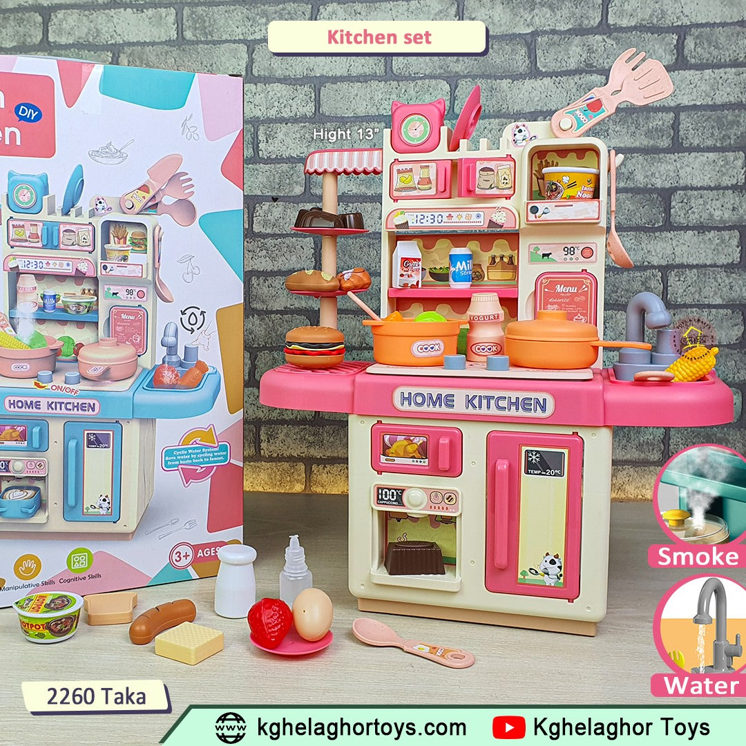 DIY Kids Dream Kitchen Set - Realistic Playset with Steam & Water | Khelaghor Toys
