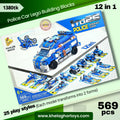 Police Car Building Blocks Set - 569 Pieces, 12-in-1 Models, 25 Play Styles ( 25 in 1 )