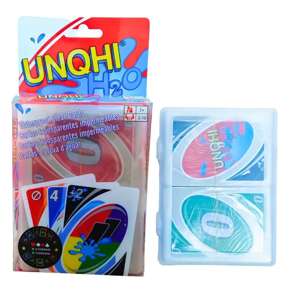 Unqhi H2O Waterproof Clear Card Game – 108 Transparent UNO-Style Cards with Case