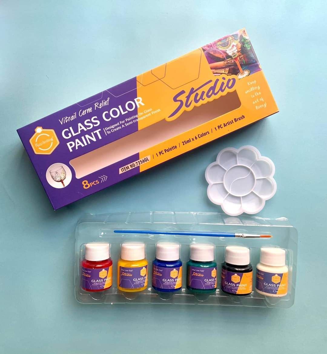 Keep Smiling Glass Color Paint Set - 6 Colors Non-Toxic | Khelaghor Toys