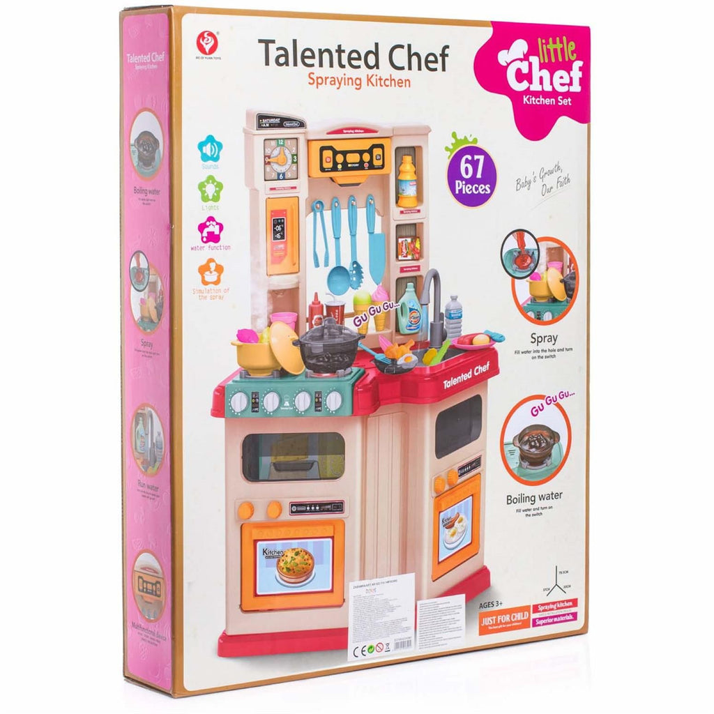 Talented Chef Large Spraying Kitchen Set | 67-Piece Playset with Water Spray, Lights & Sound