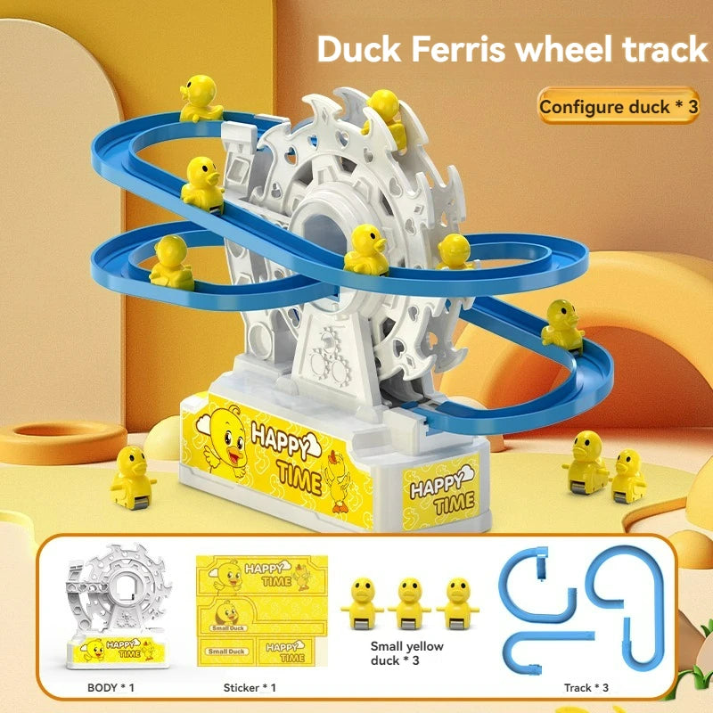 lectric Duck Climbing Stairs Toy - Musical Roller Coaster with LED Lights