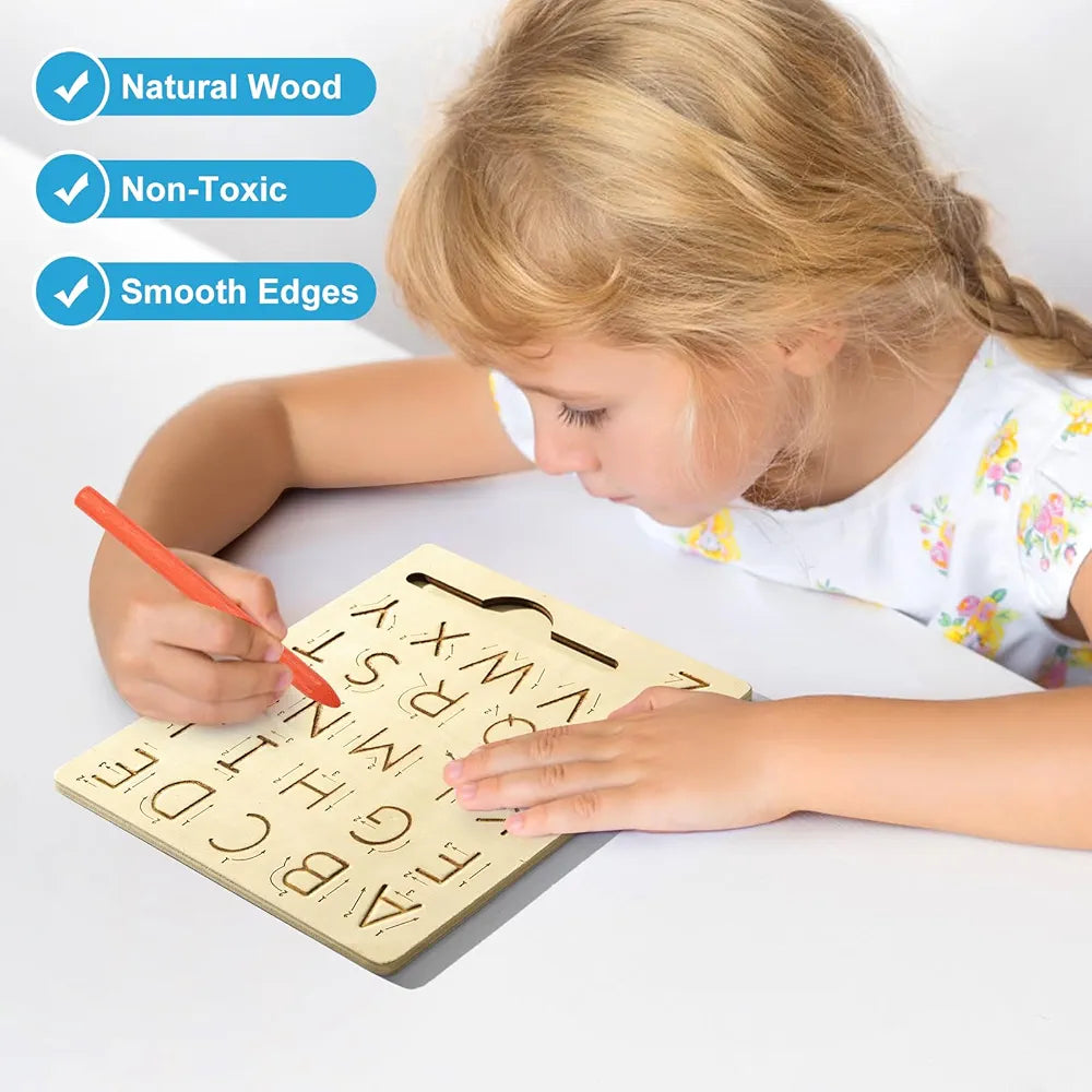 Wooden Letter Tracing Board – Double-Sided Capital & Small Letters (Ages 3+)