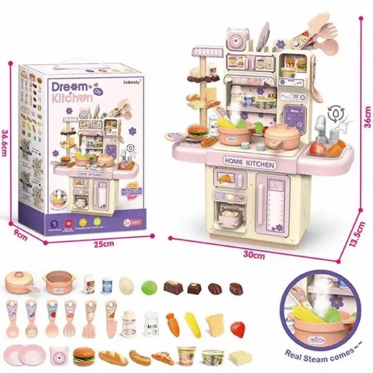 DIY Kids Dream Kitchen Set - Realistic Playset with Steam & Water | Khelaghor Toys