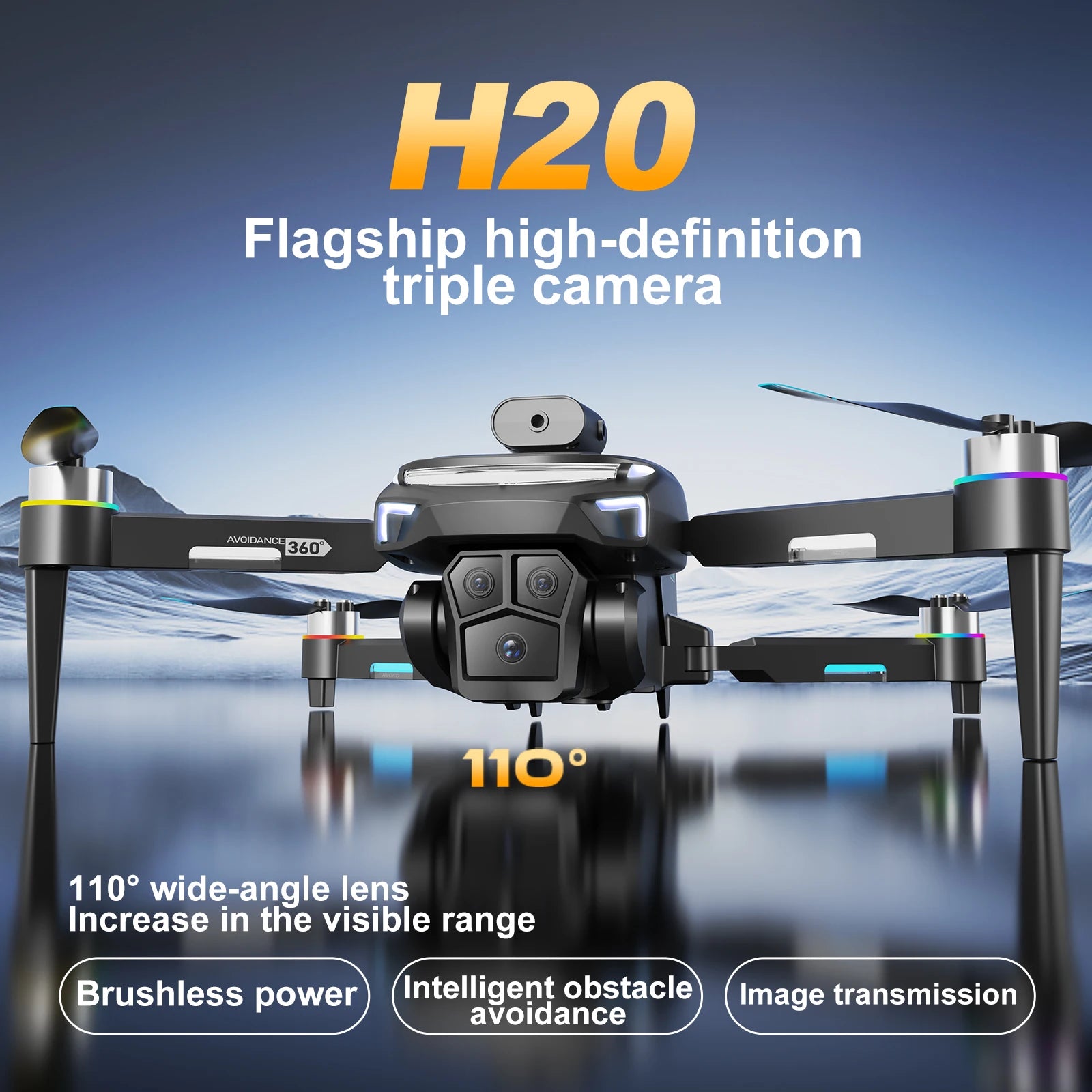 H20 Drone 8K Professional Camera GPS - 4K HD Dual-Camera Obstacle Avoidance Quadcopter 35min Flight