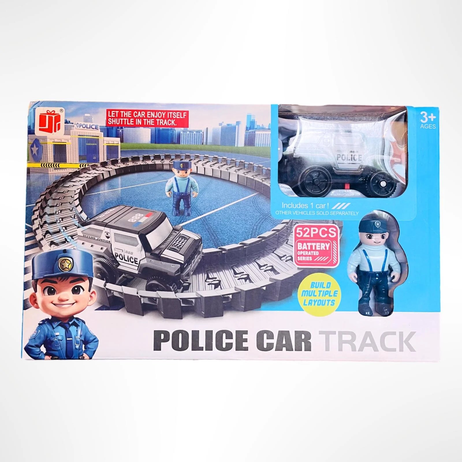 Police Car Track Set 52 Pieces | Battery Operated Racing Track B177