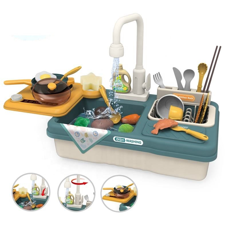 Kitchen With Dishwasher - 31 Piece Multi-Function Play Set | Khelaghor Toys