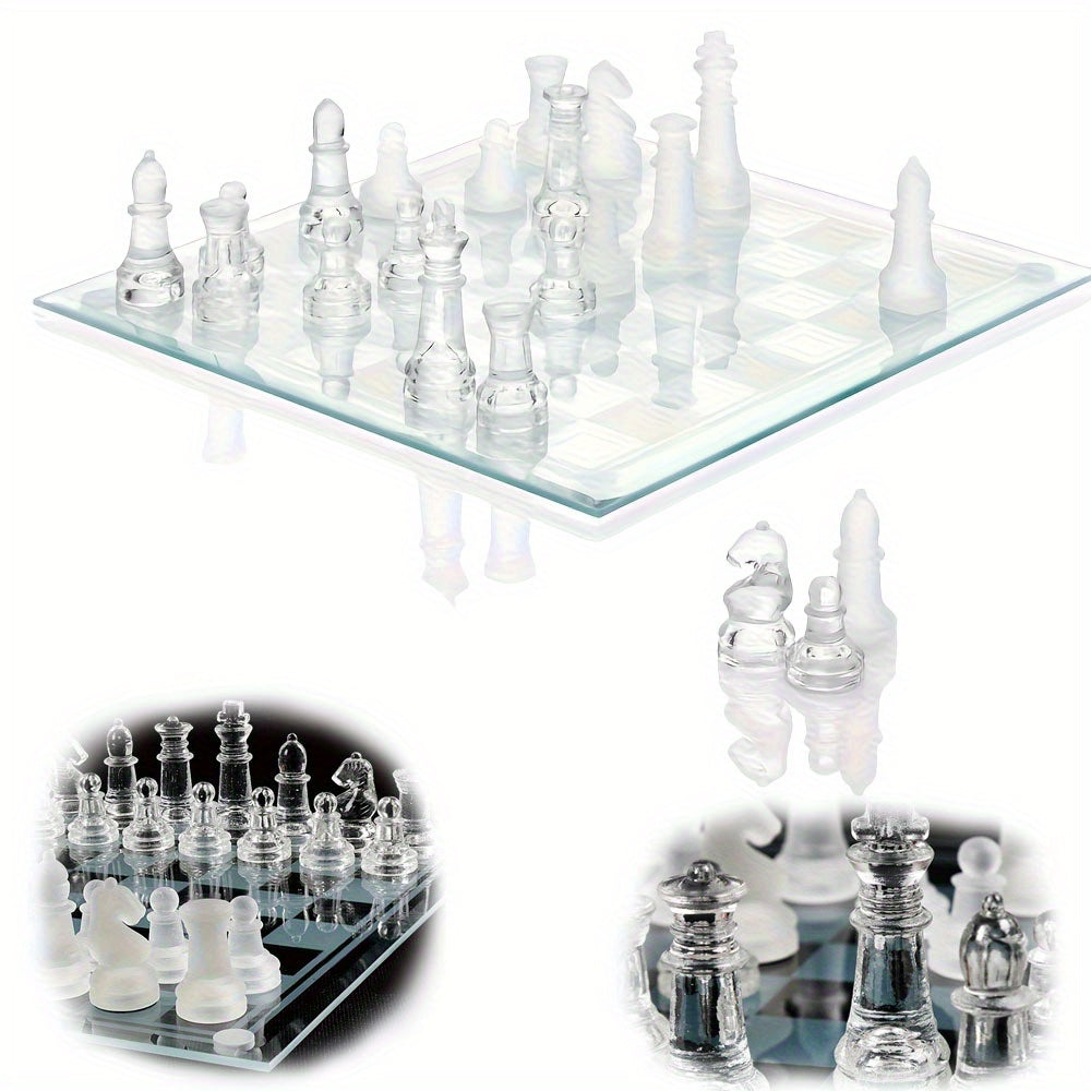 Khelaghor Toys Glass Chess Set – Frosted & Clear Board with 32 Pieces