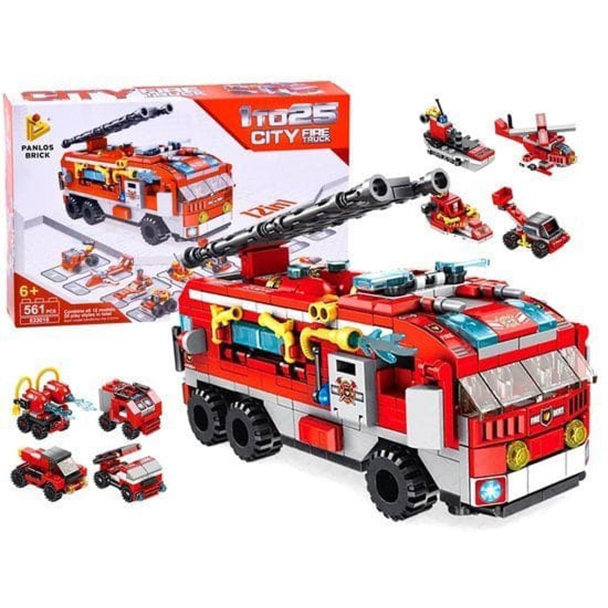 Fire Truck Building Blocks - 561 Pieces, 12-in-1 Models, 25 Play Styles ( 25 n 1 ) | Ages 6+