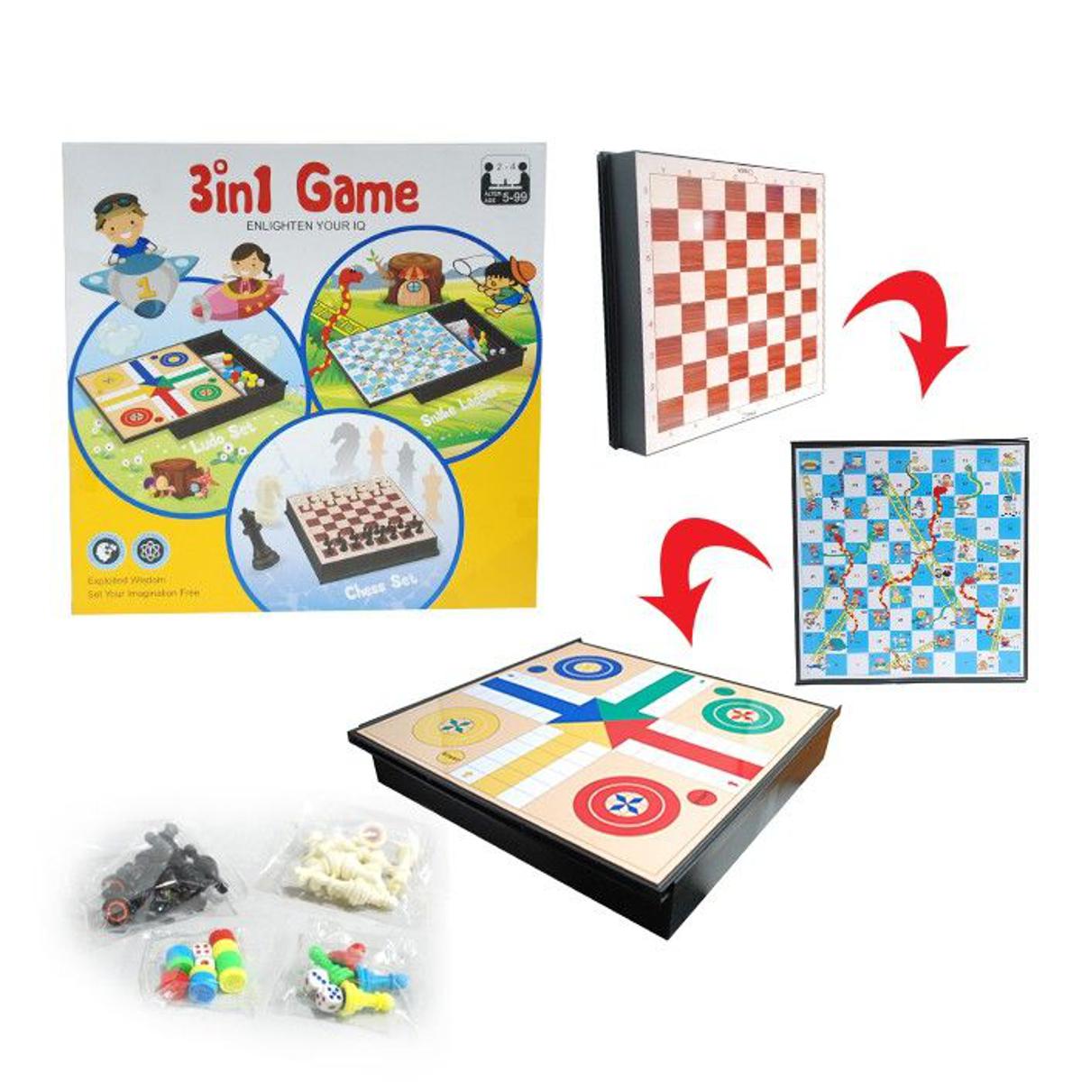 Magnetic 3-in-1 Game Set – Ludo, Chess & Snakes and Ladders