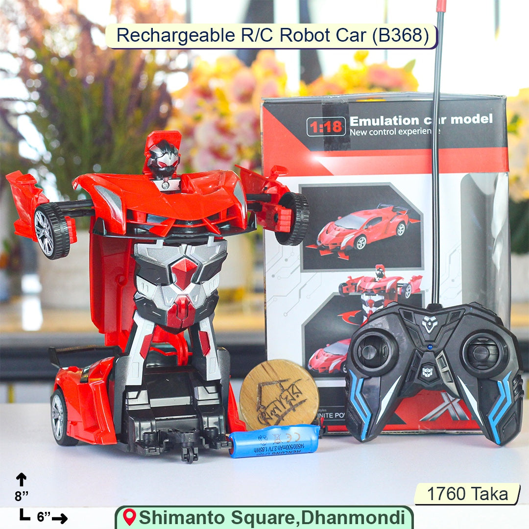 2-in-1 RC Robot Car Transformer Toy – One-Button Deformation, LED Lights & 360° Rotation