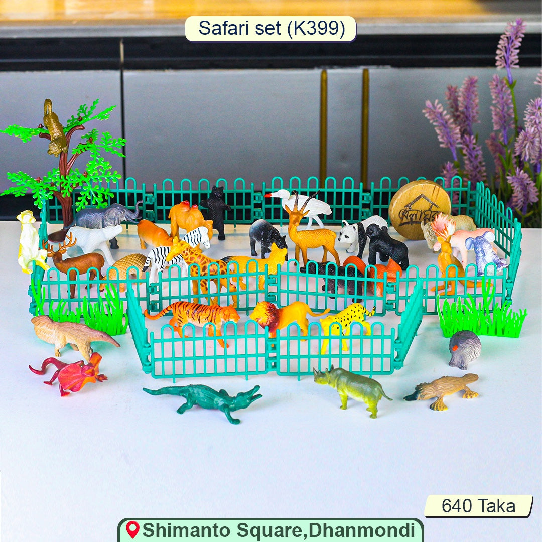 Mini Animal Zoo Safari Playset – 25+ Pieces with Animals, Fences & Tree (Ages 3+)