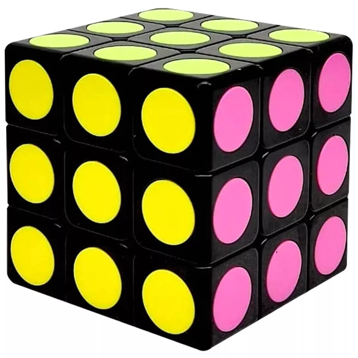 Cube Series 3x3 Magic Cube | Black Body with Circular Color Stickers | Classic Puzzle