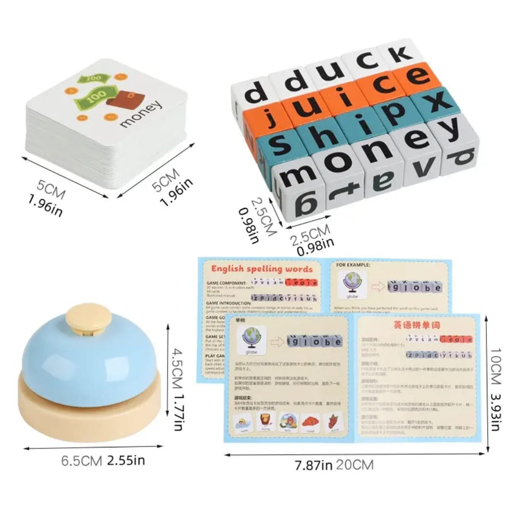 Word Spelling Game – Educational Letter Block & Picture Card Set for Kids (E195)