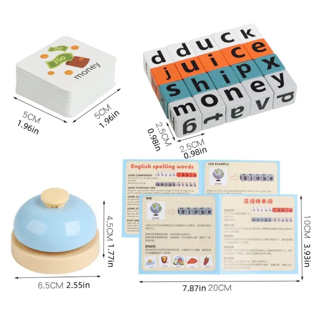 Word Spelling Game – Educational Letter Block & Picture Card Set for Kids (E195)