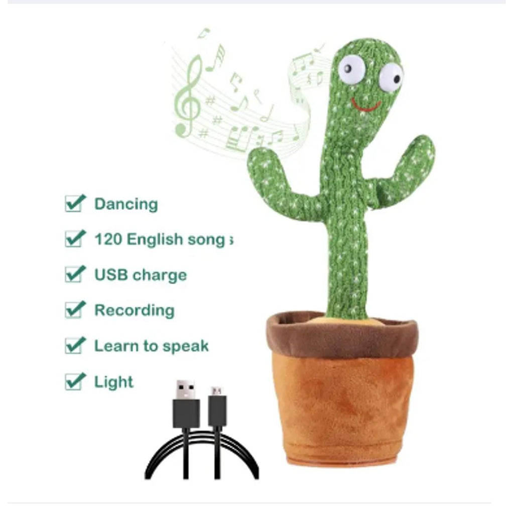Dancing Cactus Plush Toy – Sings, Dances, Repeats Words & LED Lights (USB Rechargeable)